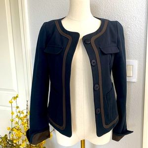 Lu Lu Cheung Designer Navy Blue Cropped Button-Down Blazer US Size S (4-6)